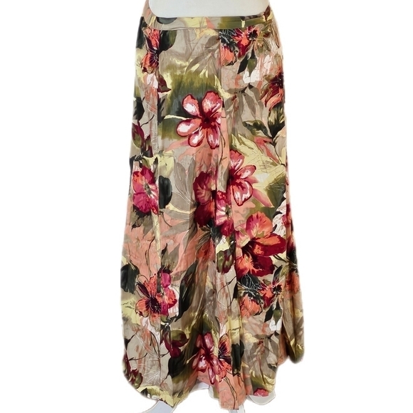 Koret Dresses & Skirts - Vintage Koret Green Yellow Pink Floral Print Rayon Half Circle Maxi Skirt Sz 16